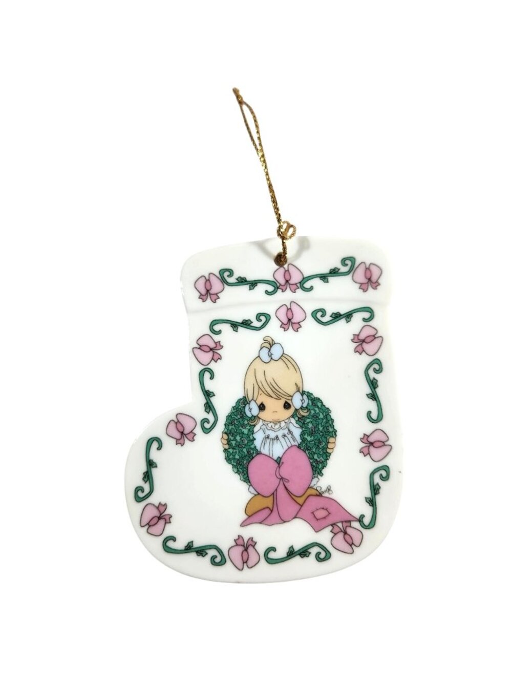 Precious Moments Porcelain Christmas Ornament "Surrounded With Joy" 90s